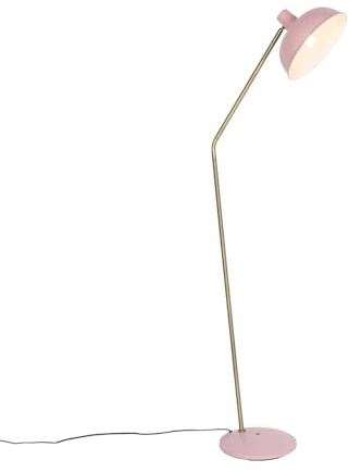 Qazqa Retro Stehleuchte, Stehlampe - Milou - Rosa, max. 25W, Geeignet für LED, 138cm, Ideal als Flur, Küche lampe, Schlafzimmerlampe und Wohnzimmerlampe