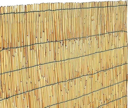 BRICOZONE Arella in Cannette di Bamboo Pelato Canna Bambù Naturale da 5 mm Canniccio Recinzione Giardino Ringhiera Balcone Decorativo Terrazza Piscina Stuoia Ombreggiante 3 x 5 M