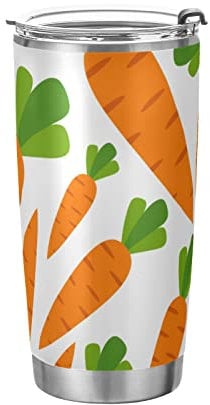 Tumbler Spring Carrot Isolierte Kaffeetasse Getränkebehälter Büro Reise Becher mit Strohhalm und Deckel 590 ml