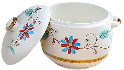 Abaodam Pentola Di Stufato Il Condimento Può Ciotola Fredda in Porcellana Scatole Di Sale Porta Sale Ciotola Fumante Cocotte Di Porcellana Bianca Piccoli Strumenti Ceramica Stagionatura