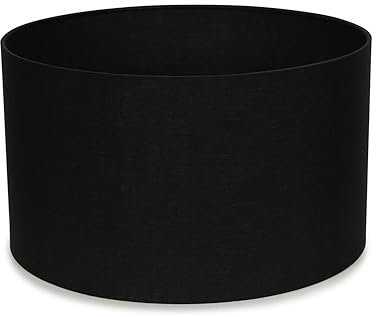 MiniSun | Medium Modern Black Fabric Drum Light Shade | Lamp Shades, Home Décor & Improvement Essential | 350mm Shade Width