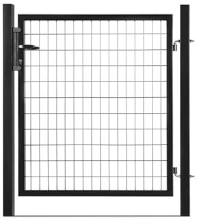 Gardenode Easy Clôture Portillon grillagé en Acier galvanisé Maille 100 x 50 L 1m x H 2m00 Noir