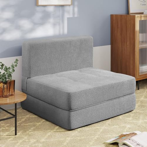 BRAGUE Sessel Bett Schlafsofa Schlafsofa mit abnehmbarem Bezug Hellgrau