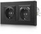 CNBINGO Aluminium USB Doppelsteckdose mit Spannkrallen - USB Anschluss (2,1 Amp) - Zweifach Schuko Steckdose Unterputz - Schutzkontakt Einbau Wandsteckdose mit Rahmen aus Aluminium- 2 Fach Schwarz