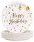 50 Pcs Party Paper Plates 9 inch, Happy Birthday Black and Gold Foil Polka Dots 23cm Dinner Disposable Plate Tableware for Graduation Wedding Children's Day Birthday Camping Picnics All Occasions