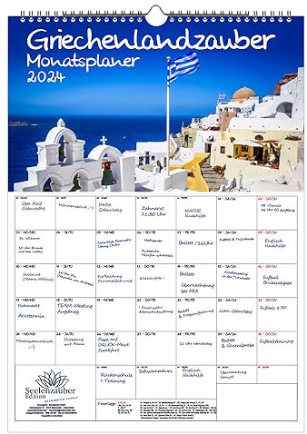 Griechenlandzauber Planer DIN A3 Kalender für 2024 Griechenland Athen Urlaub - Geschenkset Inhalt: 1x Kalender, 1x Weihnachts- und 1x Grußkarte (insgesamt 3 Teile)