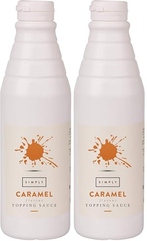Simply Caramel Topping Sauce, Dairy Free Ready to Use Dessert Sauce for Ice Cream, Waffles, Pancakes, Coffee & Milkshakes (1 kg) (Pack of 2)