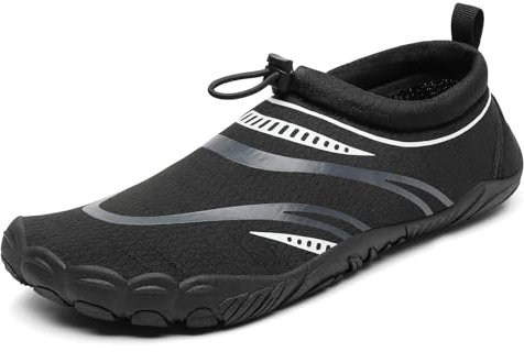 Mishansha Chaussure Aquatique Homme Femme Chaussures d'eau Respirant Antidérapant Chausson de Plage pour Mer Piscine Riviere Natation Canyoning Voile, Corbeau Noir, 43 EU