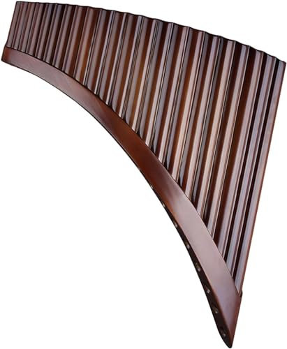 Panflöte aus natürlichem Bambus, handgefertigt, 22 Pfeifen, traditionelles Musikinstrument, braune Panflöte (links)