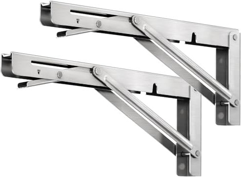 Klappkonsole Schwerlast 250 mm, LSK Klappwinkel 90 Grad Silber 2 PCS Edelstahl Klappregalhalterungen Klappscharnier für Klapptisch Wandmontage Wandtisch Klappbar Wandregal Tragkraft 100KG