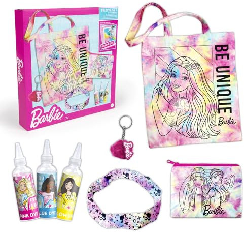 Abeec Barbie Tie Dye Kit with Tote Bag, Purse and Headband. Fashion Design Accessories, Fun Arts and Crafts, Educational Toys for Girls