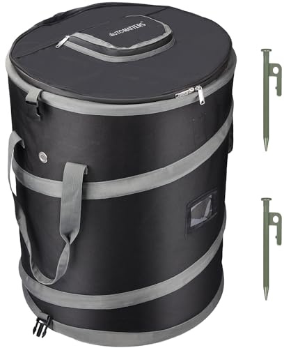 AUTOMATTERS Pop-Up Trash Bin with Removable Divider, Heavy Duty Bottom, Collapsible Storage for Camping, Laundry, Storage and Garden, Waterproof and Tear Resistance Material with Air Vent