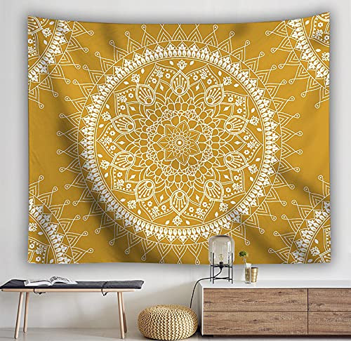 Zweig Mandala Tuch Gelbes Mandala Tapestry Dekoration Wohnung,Wandtuch Wandbehänge,Accessoires Für Schlafzimmer Wohnzimmer,Wandbehang Tapisserie180X230Cm