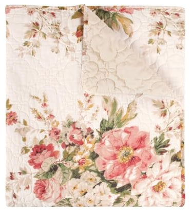 Greenland Home Grace – klassisches, traditionelles Blumenmuster – Baumwolle, gesteppt, Überwurfdecke, 127 x 152,4 cm, Butterblume