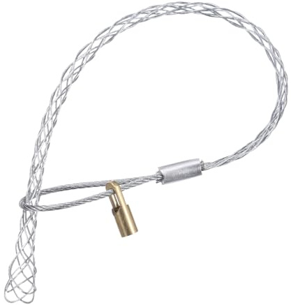 QUARKZMAN Agarre para Tirar Cables para Cables de 6-9mm Plateado | 30cm Calcetín de Malla de Alambre, con Tuerca de 4.2mm, Agarre Galvanizado de Cabeza Simple