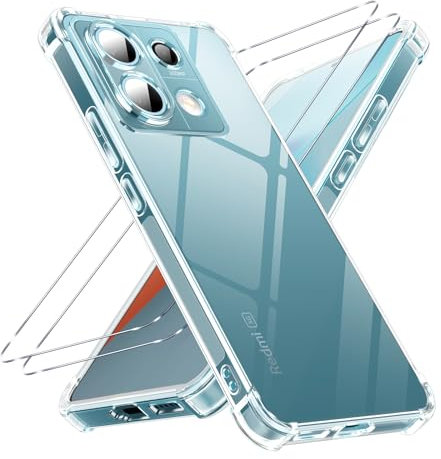 Vauki Coque pour Xiaomi Redmi Note 13 Pro 5G/Poco X6 5G Transparente avec 2 Verre Trempé, Fine Antichoc Silicone Souple TPU Étui de Protection Renforcés Housse Bumper Clair Case (Pas pour 4G) Violet