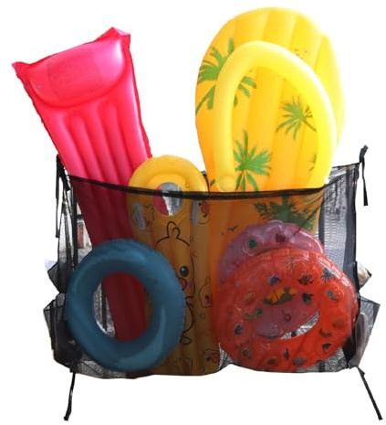 Pool Toy Storage - Pool Float Organizer, Hanging Pool Storage Bag | Large Capacity Toy Storage Bags, Foldable Pool Noodle Storage Organizer, Swimming Equipment Storage Bag for Swimming Pool