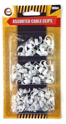 Muaj Cable Management Clips 100pc Assorted, Round, PE (Polyethylene), For Cable Management, Residential & Commercial Use