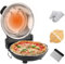 YIBAKE Stone Pizza Oven, 12'' Indoor Electric Pizza Machine, 1200W Countertop Pizza Maker with Dual Temperature Control, Pizzas With Crispy Dough In Minutes, Black