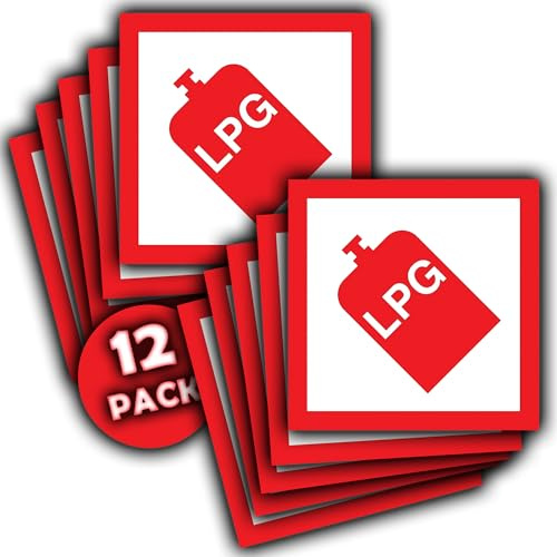 LPG-Warnaufkleber, 100 mm², für Wohnmobil, Wohnwagen, Camper, LPG-Gas-Aufkleber, 12 Stück