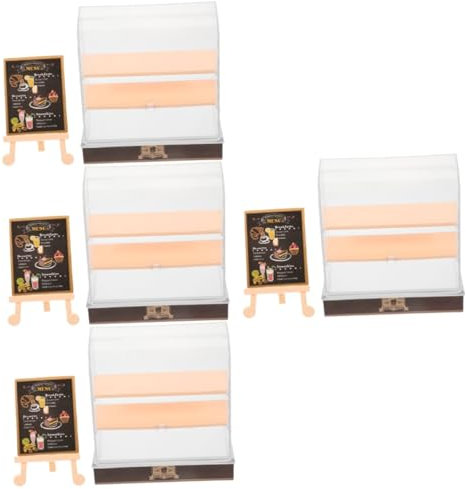ibasenice 4 Sets Miniatur Kuchenschrank Miniaturen Spind Schrank Vitrine Puppenhaus Miniaturschränke Mini Miniaturmöbel Miniatur Bäckereischrank Kunststoff