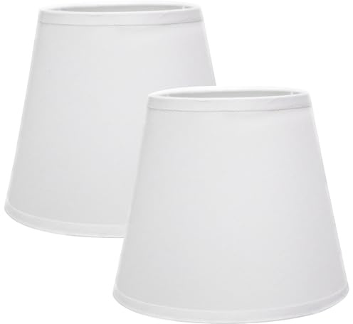 Sinta 2 Pack Lampenschirm Floral Stoff Kleiner Lichtschirm für E14/E27 Kronleuchter aufrechte Wandleuchte Kleine Tisch Lampenschirme Kerzenlicht Lampenschirm,Weiß
