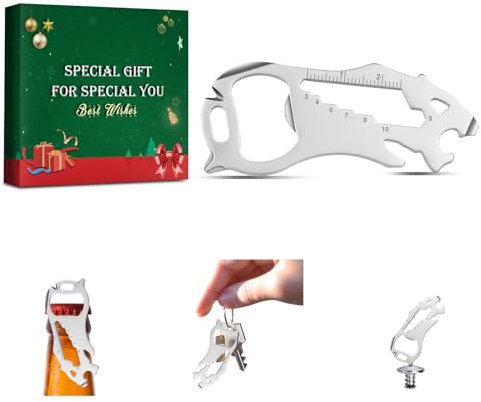 XURJUMI 8 En 1 Porte-Clés Multi-Outils, Cadeaux Pour Hommes, Mini Edc Cool Gadgets Tool Multitool, Mens Gifts For Dad Him Grandpa(Silver)