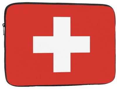 RRKDOY Swiss Flag Printed Shockproof Portable Laptop Sleeve Bag 12 inch for Men Women Business Travel, Office Daily Use