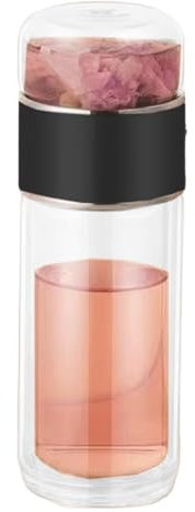 Tea Infuser Bottle - Portable Tea Maker, Reusable Infuser Flask, Flip-up Design Thermal Tea Tumbler, Spill Proof Glass Cup with Filter for Mixes Based