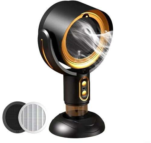 EXTRWORY Portable Desktop Exhaust Fan USB Rechargeable Kitchen Smoke Extractor Adjustable Speed Oil Pump Hot Pot Ventilator for Home Outdoor BBQ(Black gold)