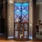 EROMMY Corner Bar Cabinet with Plug Socket, 5-Tiers Wine Cabinet with RGB LED Lights and Glass Holder, Industrial Wine Rack for Home Bar, Dining Room, Lounge, Kitchen, Rustic Brown