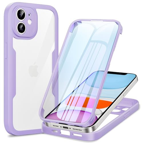 Phoona 360 degrés Coque pour iPhone 11 avec Protection d'écran, Silicone Antichoc Anti-Rayures Intégrale Étui Housse pour iPhone 11, Violet