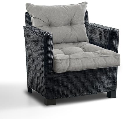 Best Wool Lounge Kissen für Rattan Gartenmöbel Set - Loungekissen für Stuhl - Hochwertiges Polypropylen - Inkl. Sitzkissen 70x70 + Rückenlehne 70x40