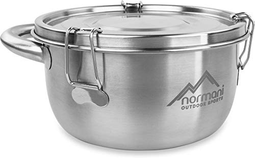 normani Foodcontainer Outdoor Edelstahltopf mit Griff und Deckel 18/8 rostfreier Edelstahl 1 Liter
