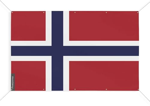 Bandiera Norvegia con 10 occhielli in varie misure, 50 x 75 cm
