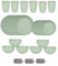 Set di Posate in Plastica da 24 Pezzi Per 6 Persone Ciotole Piatti e Bicchieri Infrangibili Posate da Picnic Colorate e Riutilizzabili Adatto al Microonde e Alla Lavastoviglie (Verde chiaro)