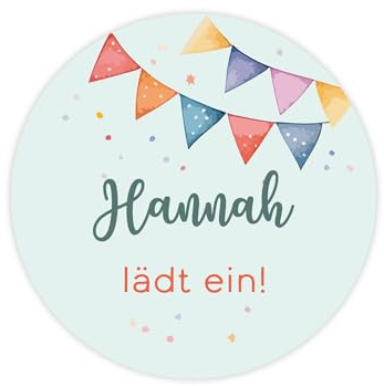 Herz & Heim® 24 personalisierte Aufkleber als Siegel für Einladungen zum Geburtstag – Ø 40 mm Siegelsticker mit eigenem Text – Einladungssiegel für Kindergeburtstag – Schwarz oder Türkis (Türkis)