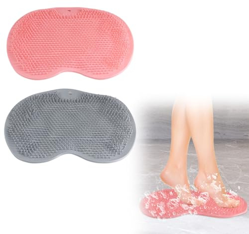 2 Tapis De Massage Silicone Antidérapant avec Ventouses, Brosse Pieds Douche Massant, Nettoie Et Gomme Les Pieds sans Se Baisser, Soin Pieds Relaxation Quotidienne