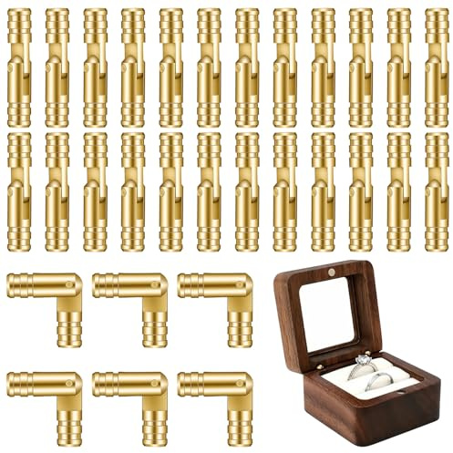 Grevosea 30 Pcs Barrel Hinges, Brass Jewelry Box Hinges Hidden Invisible Concealed Hinges Small Hinge for Wooden Box Cabinet Door Small Woodworking Projects DIY Crafts
