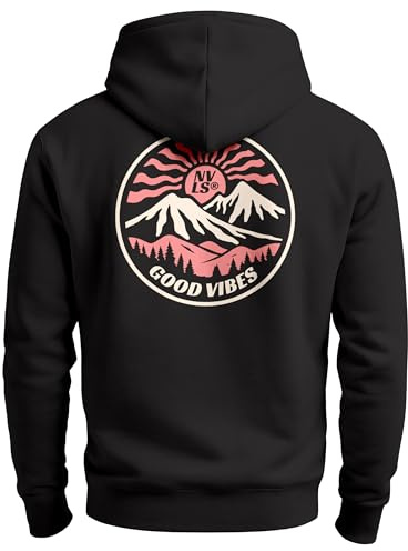 Neverless® Herren Hoodie Backprint Good Vibes Outdoor Statement Kapuzen-Pullover Männer Fashion Streetstyle