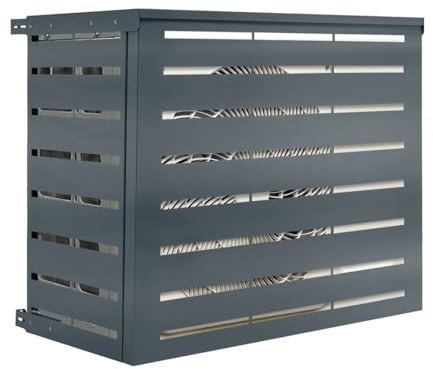 IDMarket - Embellecedor metálico para aire acondicionado, color gris antracita, protección unidad exterior 110 x 55 x 80 cm