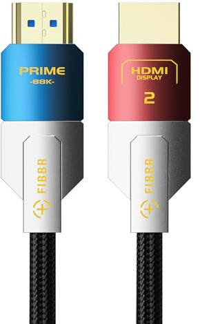 FIBBR 8K Cavo HDMI in Fibra Ottica, 48Gbps Cavo HDMI ad Alta Velocità, Supporta 8K@60Hz, 4K@120Hz/144Hz, HDR, eARC, Dolby Vision per PC, Laptop, HD-TV, Proiettore, PS5/4 (1.5M)