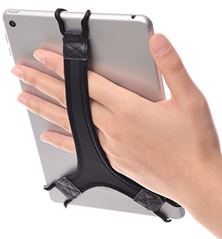 TFY Security Hand Strap Holder Finger Grip for Tablets - Compatible with Fire 7/Fire HD 8 / iPad Mini/Galaxy Tab S 8.4 / Galaxy Tab 2/3/4 (Black)