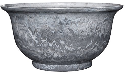 Classic Home and Garden Bowl Planter, Silicone Polypropylene Wood, Gray Granite