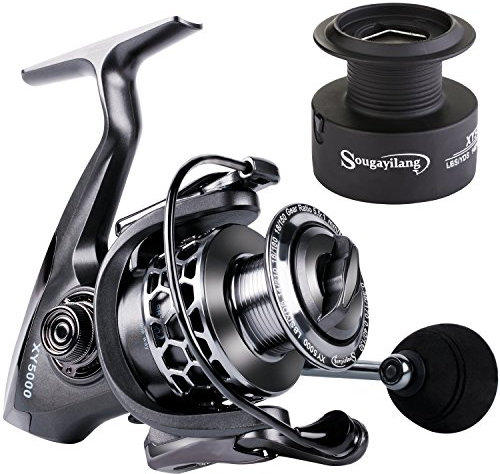 sougayilang Carrete de Pesca 13 + 1BB, Ligero, Ultra Suave, de Aluminio, con Carrete de Grafito