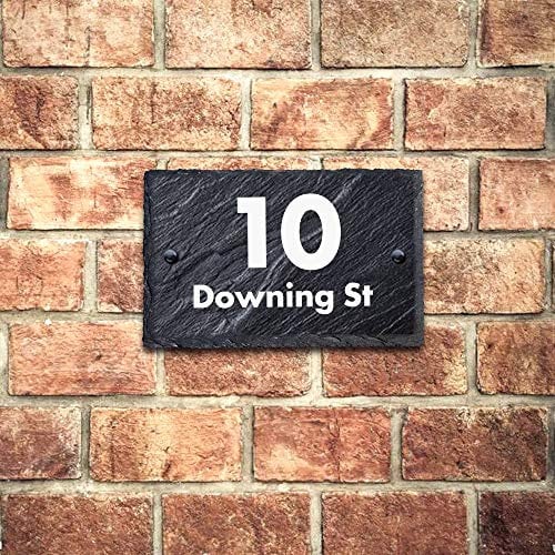 Rustic Slate House Gate Sign Plaque Door Number Personalised Name UV Print(15x10cm Rectangle)