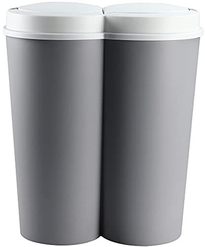 Deuba® Kitchen Bin | 50L | Duo 2-Way Separation System | 2x25 Litre Capacity | Push-Button Automatic Dustbin | Under Kitchen Counter Waste Bin | Dustbin, Waste Basket | Brown