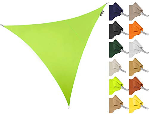 Kookaburra 3m Triangle Water Resistant Garden Patio Sun Shade Sail Canopy 96.5% UV Block with Free Rope (Lime Green)