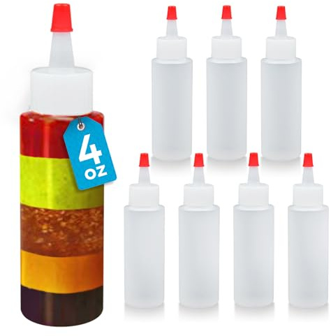 IMPRESA Plastic Squeeze Bottles - Use as Condiment Bottles & Cookie Decorating Supplies & Arts & Crafts - Food-Grade BPA & Latex-Free Plastic - Reusable with Pre-Cut Tips - 4 Oz, Clear, 8-Pack