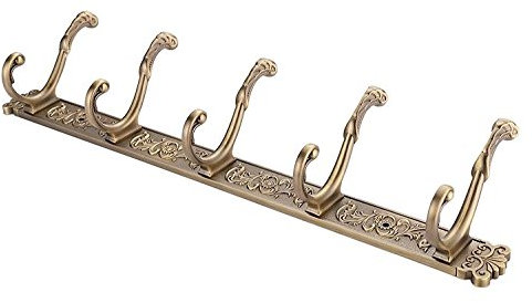 Antique Brass Bathroom 5 Hooks Dressing-Gown Towel Door Wall Mounted Hangers